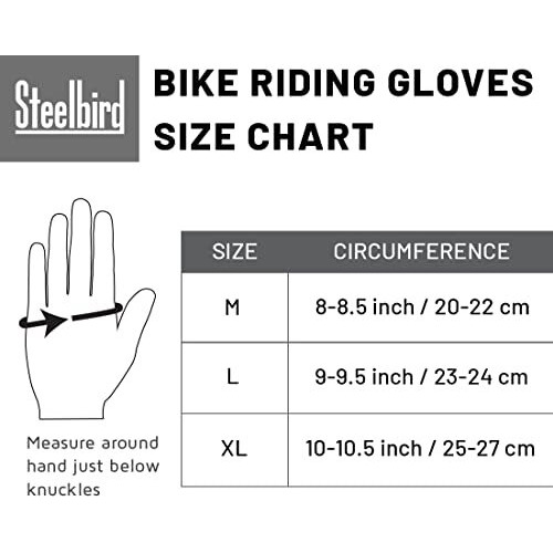 Steelbird Full Finger Bike Riding Gloves With Touch Screen Sensitivity At Thumb And Index Finger, Protective Off-Road Motorbike Racing (Large, Black Grey)(Polyester, Cycling)