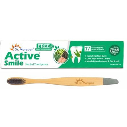 Dr. Morepen Active Smile Toothpaste With Bamboo Brush 100 Gm - Pack Of 6