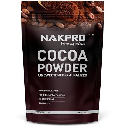 Nakpro 100% Pure & Natural Unsweetened Plant Based Cocoa Powder, 150G | 22.5G Protein | Ideal For Cake, Baking, Hot Chocolate, Milkshakes & More