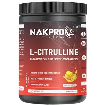 Nakpro Pure L-Citrulline Powder- Jar, Boosts Nitric Oxide & Muscle Growth For Men & Women (Fruit Punch, 100G)