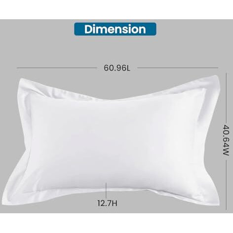 Sleepsia Hotel Flenge Pillows For Sleeping - Ultra Soft Two Bed Pillows For Side, Front And Back Sleepers (White) 60.96Lx40.64Wx12.7H (Set Of 1) - Microfiber Bed Pillow