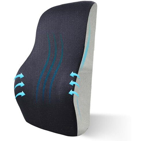 Sleepsia Back Support For Chair | 1 Year Warranty | Memory Foam Car Seat Back Support For Office Chair, Memory Foam Pillow, Orthopedic Lumbar Support Back Rest For Back Pain Relief (Black/Grey)