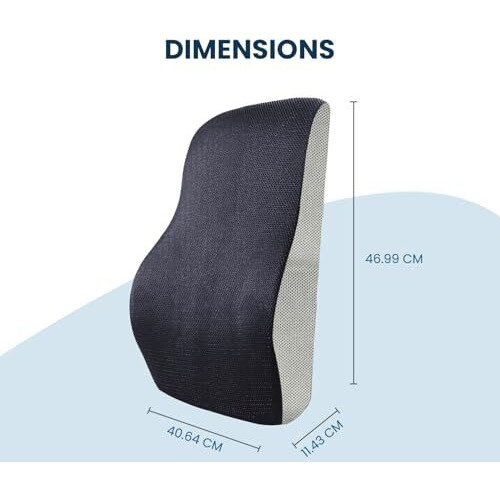 Sleepsia Back Support For Chair | 1 Year Warranty | Memory Foam Car Seat Back Support For Office Chair, Memory Foam Pillow, Orthopedic Lumbar Support Back Rest For Back Pain Relief (Black/Grey)