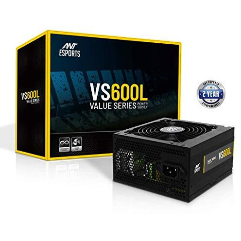 Ant Esports Vs600L Non-Modular High Efficiency Gaming Power Supply/Psu With 1 X Pcie And 120Mm Silent Fan
