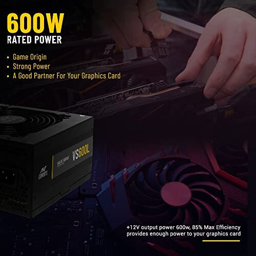 Ant Esports Vs600L Non-Modular High Efficiency Gaming Power Supply/Psu With 1 X Pcie And 120Mm Silent Fan