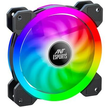 Ant Esports Superflow 120Mm 3 In 1 Argb Three Dual-Sided Argb Ring Light Pwm Case Fan Kit - Black, 45.3 Cfm Airflow, 1500 Rpm