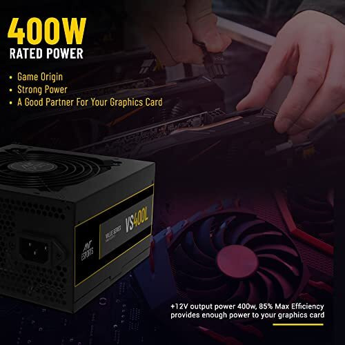 Ant Esports Vs400L Nonmodular High Efficiency Gaming Power Supply/Psu With Continuous Power And 120Mm Silent Fan