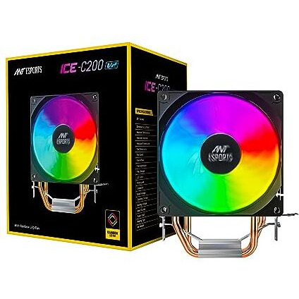 Ant Esports Ice-C200 V2 Cpu Cooler/Cpu Fan With Rainbow Led Fan | Support - Intel  Lga1700 / 115X / 1200/1366 X 775 & Amd  Am5, Am4, Am3+, Am3, Am2+, Fm2, Fm1