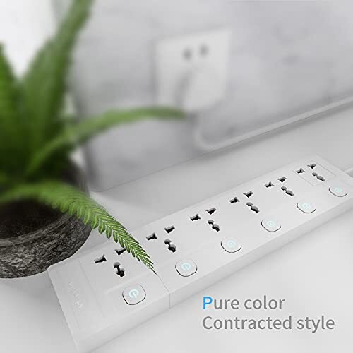 Cablet 240 Volts 6 Way Extension Board - 6 Universal Socket + 6 Switch, 10A And 2500W - 1.8M Heavy Duty Cable - White, Medium (Cablet 6060-18)