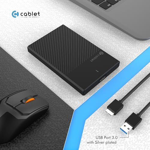 Cablet 2.5 Inch Sata Usb 3.0 Hdd/Ssd Portable External Enclosure For 7Mm And 9.5Mm, Tool-Free Design, Supports Uasp Max 6Tb
