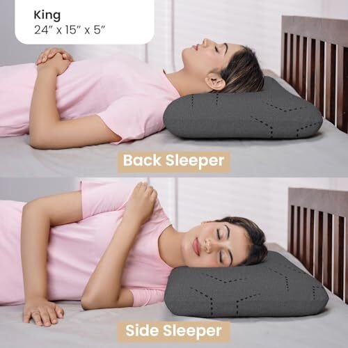 My Armor Ventilated Cool Gel Memory Foam Pillow, Orthopedic Pillows For Neck Pain Relief, King Size - 5 Inch Height With Grey Colour Washable Pillow Cover - Pack Of 1