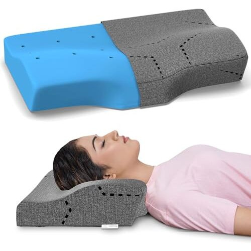 My Armor Cool Gel Cervical Pillow For Neck Pain Spondylitis Neck, Orthopedic Memory Foam Pillow For Sleeping, Neck Support Contour Pillow For Shoulder Pain, Regular Size - 18.5 X 11 X 3.5 Inches