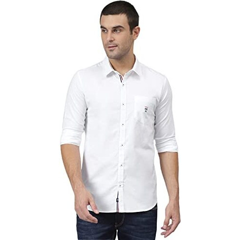 Thomas Scott Mens | Full Sleeve | Solid | Regular Fit | 100% Cotton | Spread Collar | Casual | Shirt (Ghost White_Xl)
