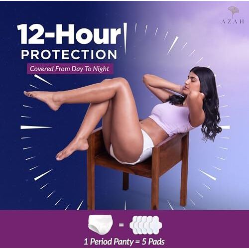 Azah Period Panty For Girls [2Xl-3Xl, Pack Of 4] | Leak Proof & Rash Free | Disposable Period Panty For Women Heavy Flow | 12 Hrs Protection | Super Absorbent 360 Coverage | All Night Protection