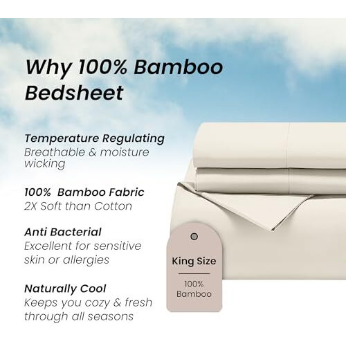 Mush 100% Bamboo Bedsheet For King Size Bed With 2 Pillow Covers | Luxuriously Soft, Breathable And Naturally Anti Microbial Thermoregulating Bed Sheet 400 Tc (Royal Beige)