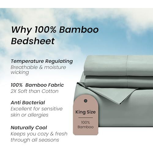 Mush 100% Bamboo King Size Bed Sheet 108X108 Inches | 400Tc Bedsheet For Double Bed | Ultra Soft, Natural Breathable & Cooling Double Bed Luxury Sheets
