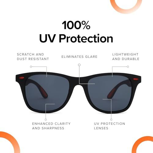 Intellilens | Branded Latest And Stylish Sunglasses | 100% Uv Protected | Light Weight, Durable, Premium Looks | Men & Women | Black Lenses | Wayfarer | Medium
