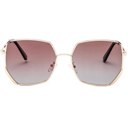 Intellilens Hexagonal Uv Protection Polarized Sunglasses For Women | Goggles For Women | Oversized | (Gold) (60-18-145)