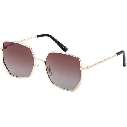 Intellilens Hexagonal Uv Protection Polarized Sunglasses For Women | Goggles For Women | Oversized | (Gold) (60-18-145)