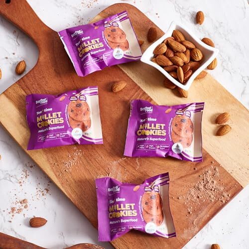 Beyond Food Protein Millet Sugar Free Cookies (Pack Of 12) | Gluten Free | No Added Sugar | Healthy Cookies With Ragi, Jowar & Natural Ingredients | Box Of Cocoa Crunch Almomd Biscuits For Adults