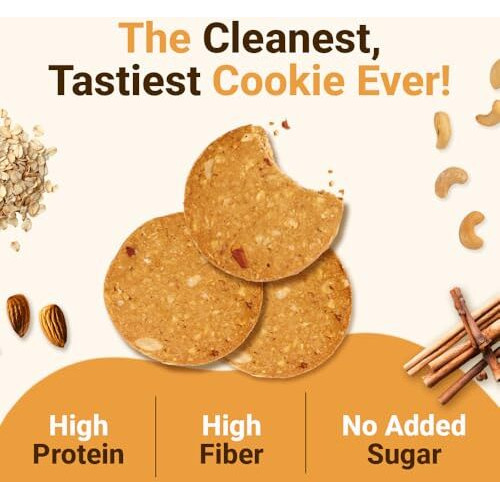 Beyond Food Oatmeal Cookies (Pack Of 12 X 20G Each) | Cinnamon & Raisins Flavor | Gluten Free, Sugar Free, No Aata & Maida | Oats Cookies With Nuts & Seeds | High Protein & Fibre | Oatmeal Biscuits