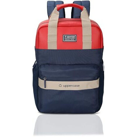 Uppercase 17L Vegan Leather Laptop Backpack | Up To 14''| 3X More Water Resistant Sustainable Bag | Rain-Proof Zippers Sturdy College Bag/Office Bag For Men & Women | 750 Days Warranty (Dark Blue)