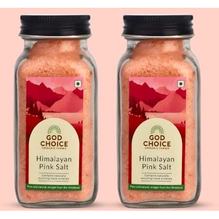God Choice Organic Farms - Himalayan Pink Salt 360Gm | Premium Sendha Namak | Unprocessed | Low Sodium (Pack Of 2)