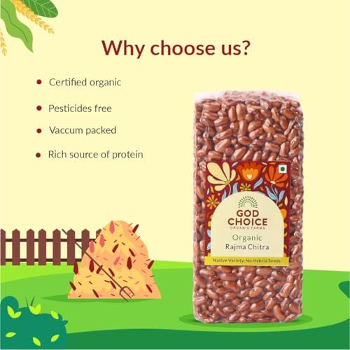 God Choice Organic Farms - Fresh Organic Rajma Chitra (1000 Gm) | Unpolished| No Pesticides | Chemical Free | Gluten-Free