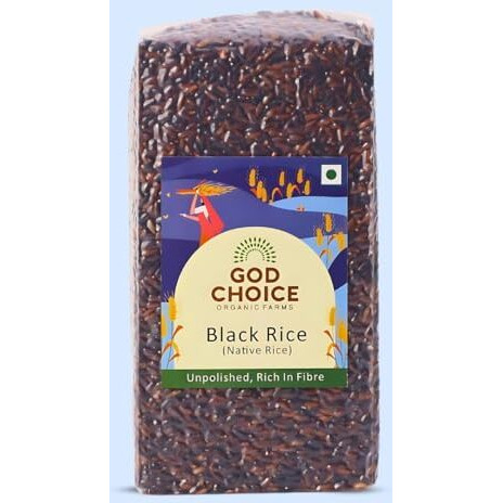 God Choice Organic Farms- Organic Black Rice(1Kg) | Native Seeds | Vacuum Packed