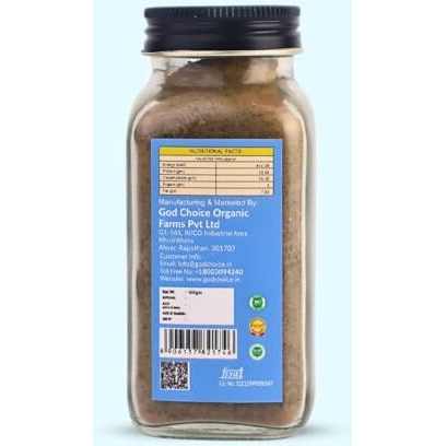 God Choice Organic Farms - Black Pepper Powder 200G | Single Origin | No Additives | Iron-Pounded | Unadulterated (100G *2, Pack Of 2)