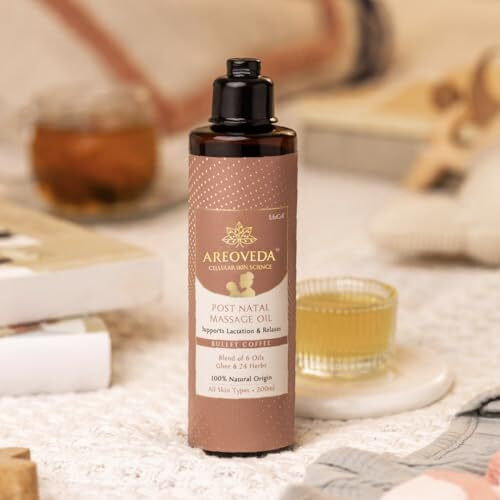 Areoveda Pain Relief, Post Natal Massage Oil (200Ml) With A2 Ghee, Ashwagandha Extract, Almond (Badam) Oil & Shatavari | Post-Delivery Care Oil For Deep Moisturisation & Relaxation | Massaging Supports Lactation | Lab Tested, Ecocert Certified, & Ewg Verified | Non-Greasy & Non-Sticky.