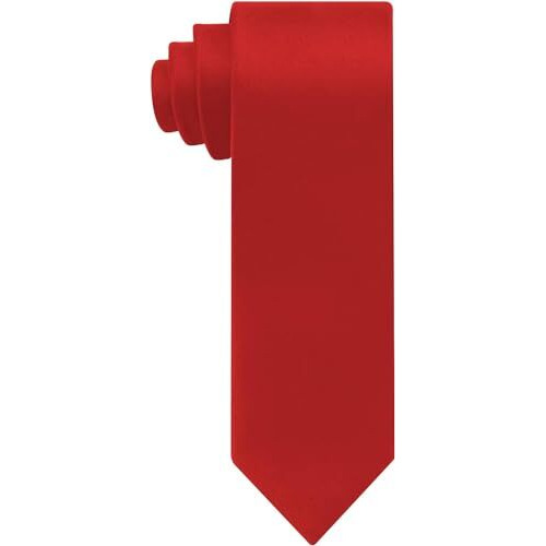 Bureaucrat Mens Tie Solid Color Plain Silk Satin Elegant Classy Colored Formal Necktie With Pocket Square Standard Slim Regular And Skinny Width For Office,Interview, Wedding Formal Dress (Red)