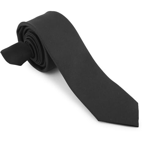 Bureaucrat Men's Black Neck Tie | Matte Finish Microfiber | Formal Gift Plain Solid Slim Free-Size Boys Necktie | Casual Interview Party Matt (Black Necktie With Pocket Square)