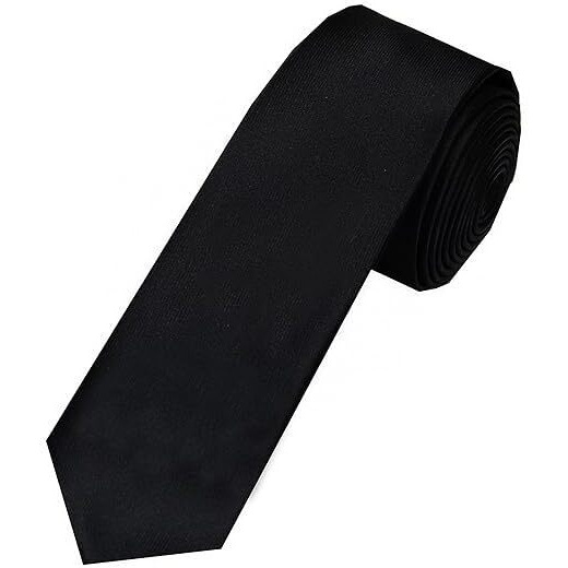 Bureaucrat Men's Black Neck Tie | Matte Finish Microfiber | Formal Gift Plain Solid Slim Free-Size Boys Necktie | Casual Interview Party Matt (Black Necktie With Pocket Square)