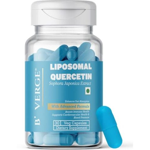 B'Verge Liposomal Quercetin Supplement | Highest Absorption | Supports Respiratory, Heart, Joint Health & Antioxidant Protection | Non-Gmo (30 Count (Pack Of 1))