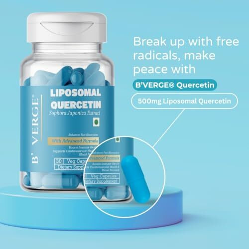 B'Verge Liposomal Quercetin Supplement | Highest Absorption | Supports Respiratory, Heart, Joint Health & Antioxidant Protection | Non-Gmo (30 Count (Pack Of 1))