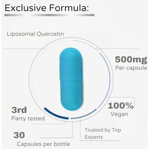 B'Verge Liposomal Quercetin Supplement | Highest Absorption | Supports Respiratory, Heart, Joint Health & Antioxidant Protection | Non-Gmo (30 Count (Pack Of 1))