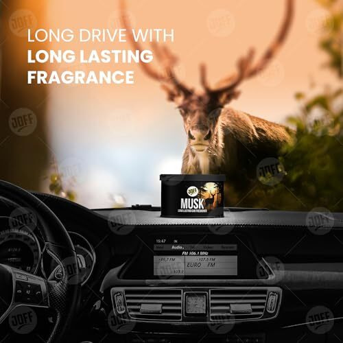 Joff Car Air Freshener, (Musk Fragrance), Long Lasting Scent For Refreshing Drive, Car Freshener Perfume, Car Interior Accessories And Strong Fiber Perfume, Lasts Up To 60 Days