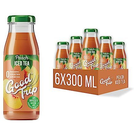 Good Trip Ice Tea (Pack Of 6-300Ml Each) | Freshly Brewed Drink | Hydration For Summers | Black & Green Ice Tea | Ready To Drink Iced Tea (Peach)