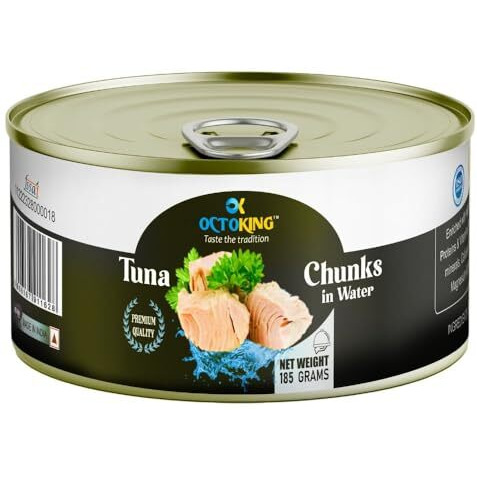 Octoking Canned Tuna Chunks In Spring Water, 185G, Pack Of 3