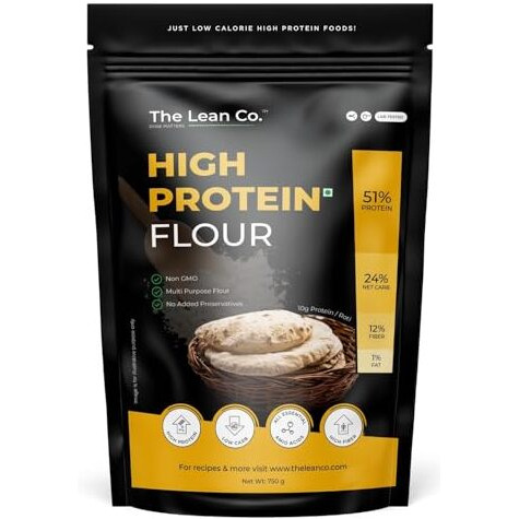 The Lean Co. High Protein Flour 750 G | 5G Net Carb, 10G Protein (51%), 0G Fat Per Roti | Sugar Control Diabetic Friendly | Lab Tested | No Additives | No Preservatives | Rich In Micro Nutrients