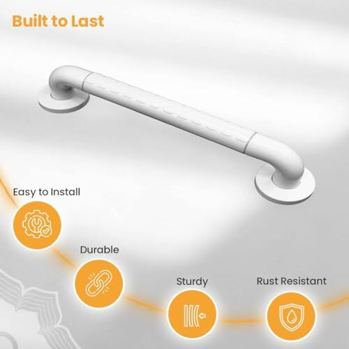 Ageasy (Max Group) Anti Slip Grab Bar (18 Inches) | Staniless Steel Grab Rail With Nylon Grip | Heavy Duty Safety Handle For Bathroom/Toilet Handrail For Seniors, Handicap & Pregnant Women