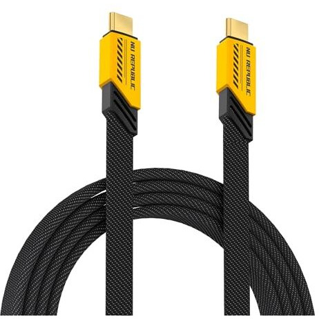 Nu Republic Blaze Fusion 120W Usb C To Usb C Cable 1.2M, Type C Fast Charging Cable Compatible With Iphone 15 & 16 Series, Galaxy S25 Ultra,S24/S23/S22, Car Play, I-Pad, Pixel, Smartphone (Yellow)