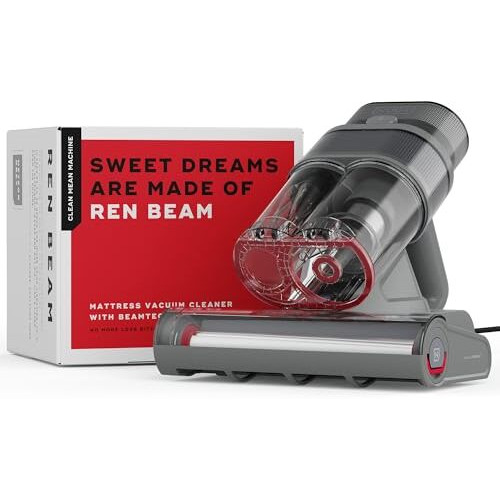 Nuuk Ren Beam Mattress Vacuum Cleaner For Dust Mites, Allergens & Pet Hair | 4 Step Beamtech | Vibration, Uv-C Light, 50000 Hz Ultrasonic Waves, 60C Hot Air Treatment | 7 Grade Filtration With Hepa