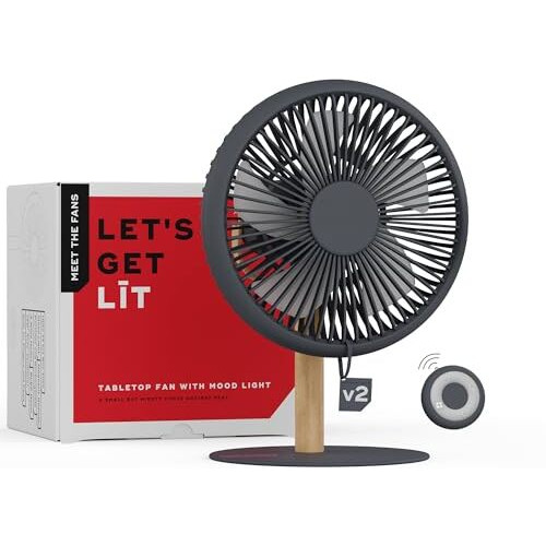Nuuk Lit V2 Cordless & Rechargeable 7 Inch Table Fan With Night Light & Remote Control | Auto Oscillation With 4 Wind Modes | Bldc Fan With Up To 17 Hour Run Time | Portable Table Fan For Home, Office