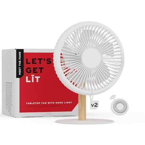 Nuuk Lit V2 Cordless & Rechargeable 7 Inch Table Fan With Night Light & Remote Control | Auto Oscillation With 4 Wind Modes | Bldc Fan With Up To 17 Hour Run Time | Portable Table Fan For Home, Office