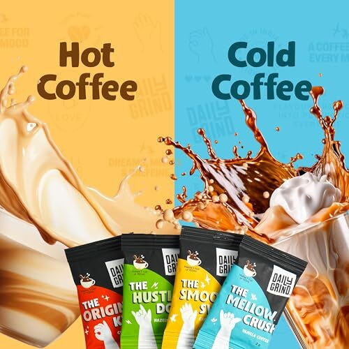 Dailygrind Instant Coffee Sachets - Pack Of 48 | 4 Flavors -96Grams | Assorted Coffee Powder Sachets With Jar - Classic, Hazelnut, Vanilla, Caramel | Flavoured Coffee | Freeze Dried | 100% Arabica