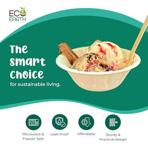 Eco Earth 180Ml (50 Pack) Baggase Disposable Bowls - Sugarcane Paper Bowl Use & Throw Small Katori For Party Biodegradable Disposal Natural & Eco Friendly Non-Absorbent Heavy Duty Strong Sturdy