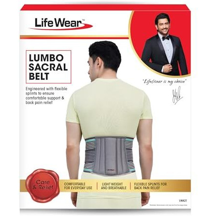Life Wear Lumbo Sacral Belt For Low Back Pain, Waist And Back Support Belt For Sprain, Strain, Injury Recovery, Flexible Splints For Support, Comfortable Foam Padding, For Men And Women, Size (Xxl)