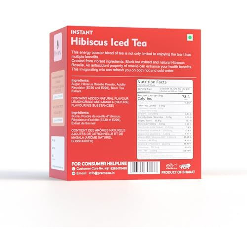 Premexa Instant Iced Tea | Energetic Refreshment | Simply Mix With Water For An Invigorating Drink | Hibiscus | Guava Chili And Lemon